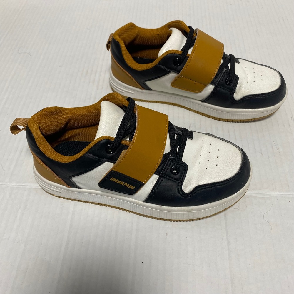 Dream Pairs Kids Sneakers Black White Mustard Yellow Size 1 Hook Loop Streetwear